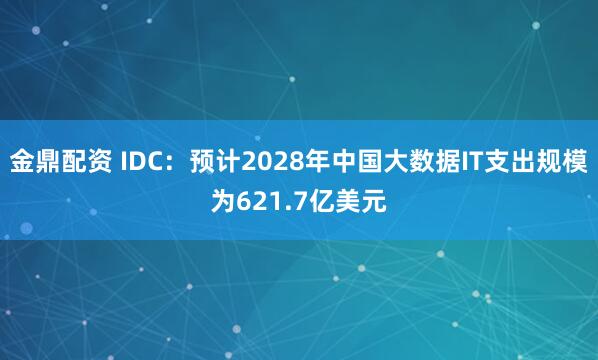 金鼎配资 IDC：预计2028年中国大数据IT支出规模为621.7亿美元